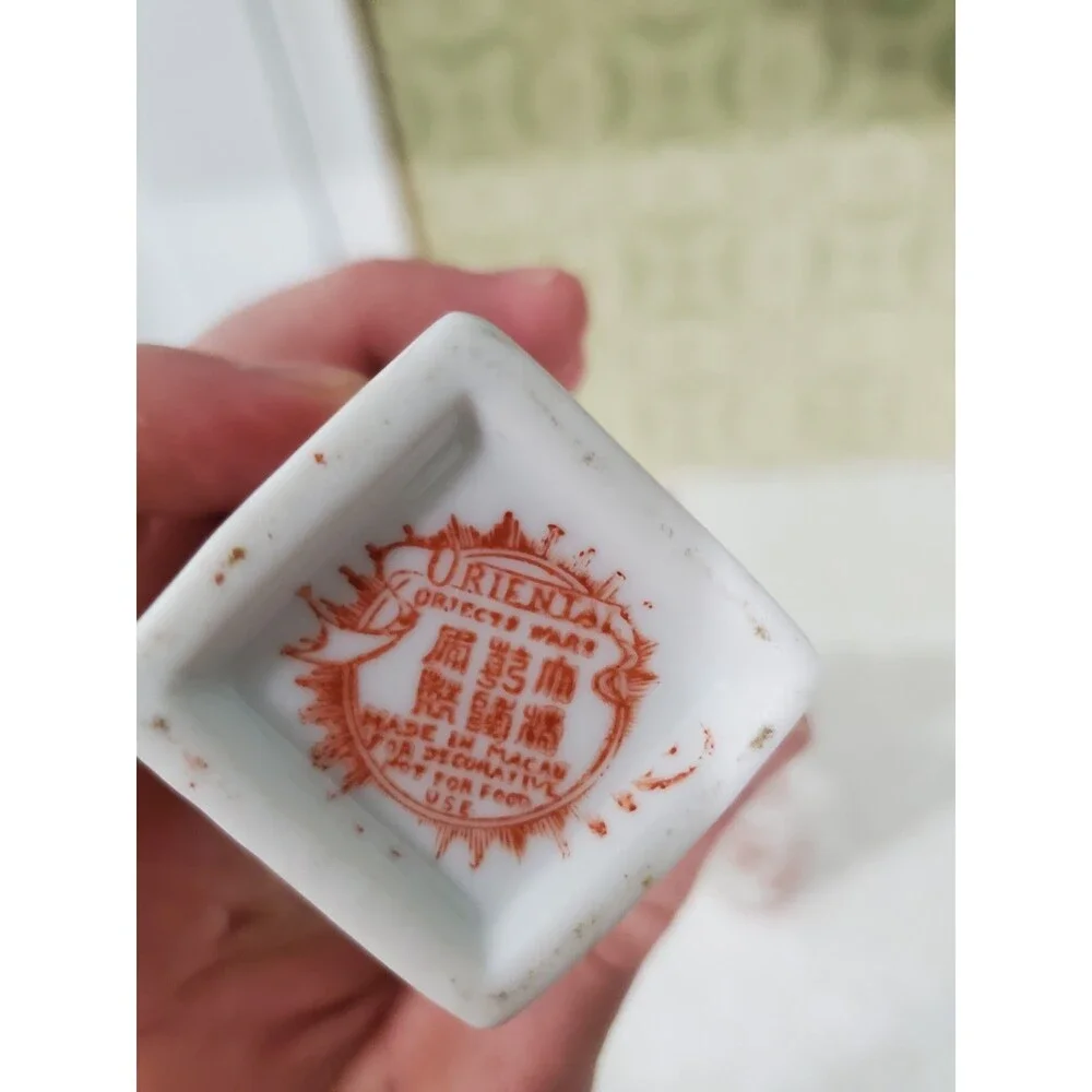 Oriental Objects D'Art Orange & White Crackle Mini Vases Decorative  Macau Lot 4